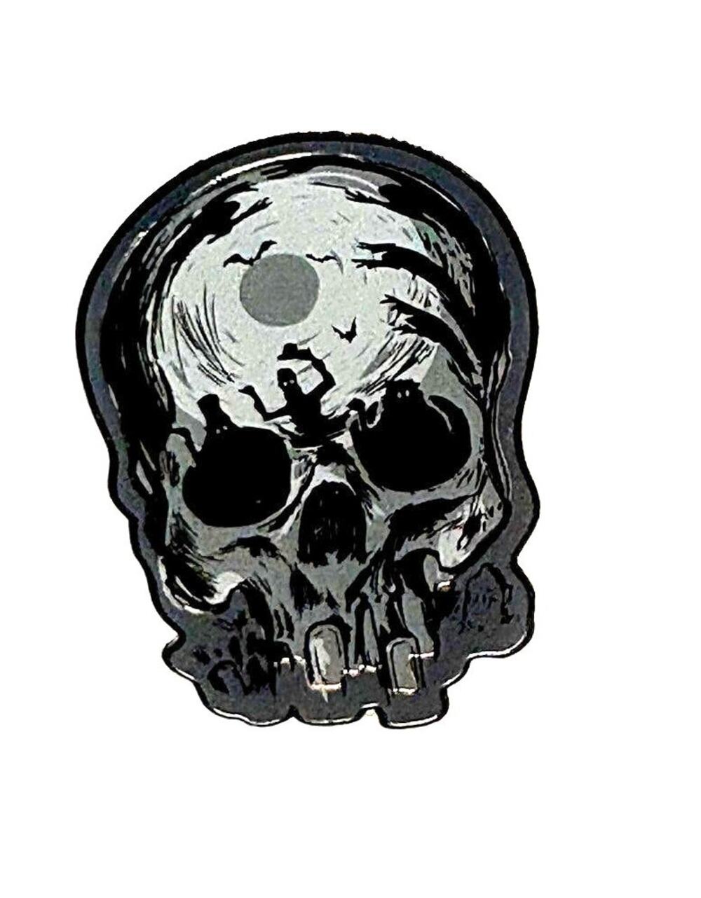 Disney Parks Black Skull Moon Bats Gothic Trading Pin